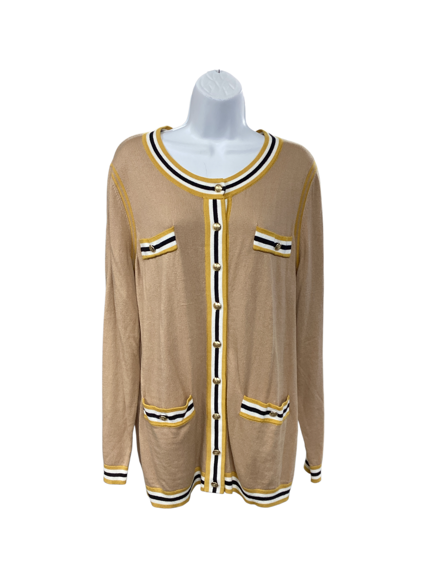 Talbots Women's Cardigan Beige Gold XL