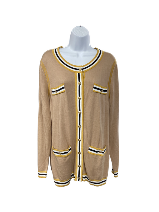 Talbots Women's Cardigan Beige Gold XL