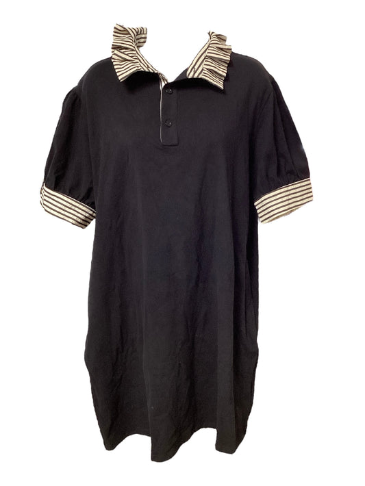 Women's Ruffle Polo Dress Black 2X