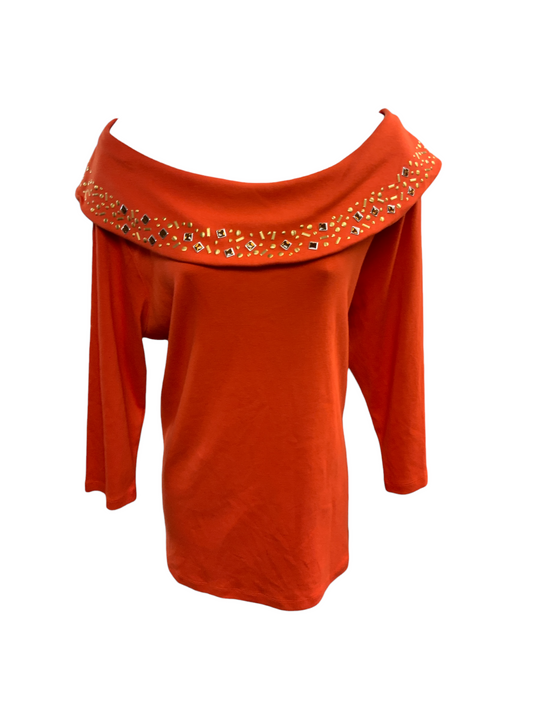 Rafaella Women's Top Orange Stud 1X