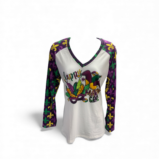 Women's Mardi Gras V Tee Purple S