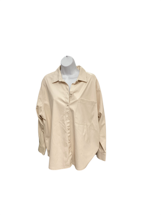 A New Day Women's Pleather Shirt Ivory L