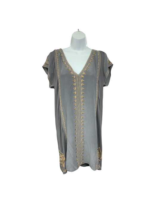 NWT Calypso Women's Silk Dress Gray Gold L