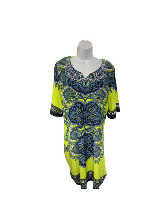 Calessa Women's Dress Lime Blue L
