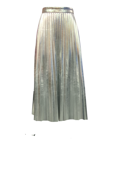 Ann Taylor Faux Leather Skirt Silver 12=L