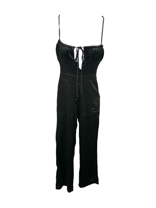 Danielle Bernstein Slip Jumpsuit Black Satin 0=XS