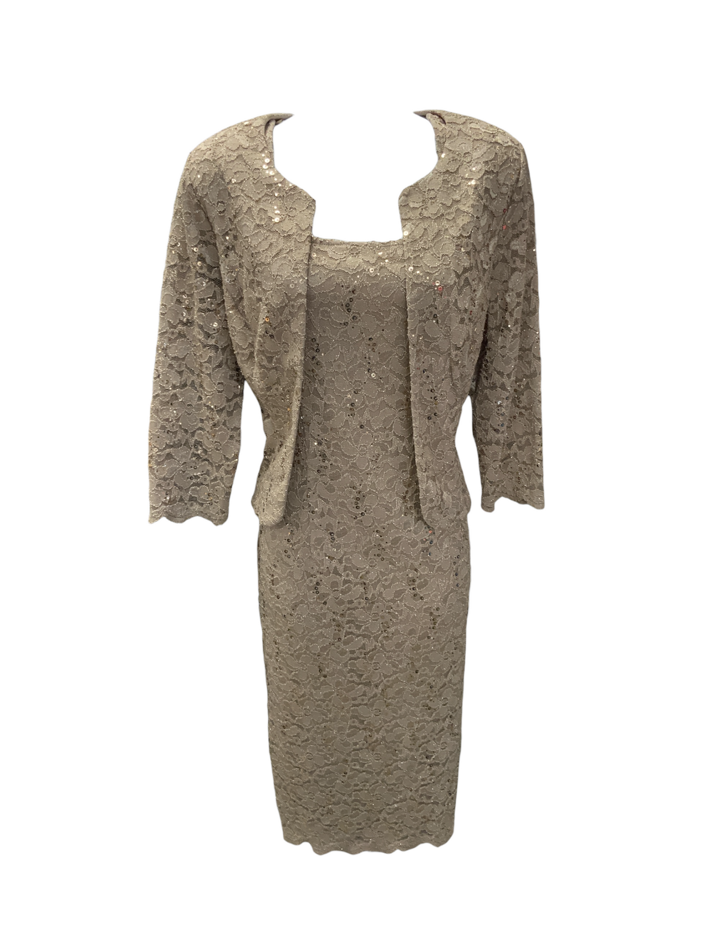 Alex Evenings 2pc Dress Gold Lace 10=M