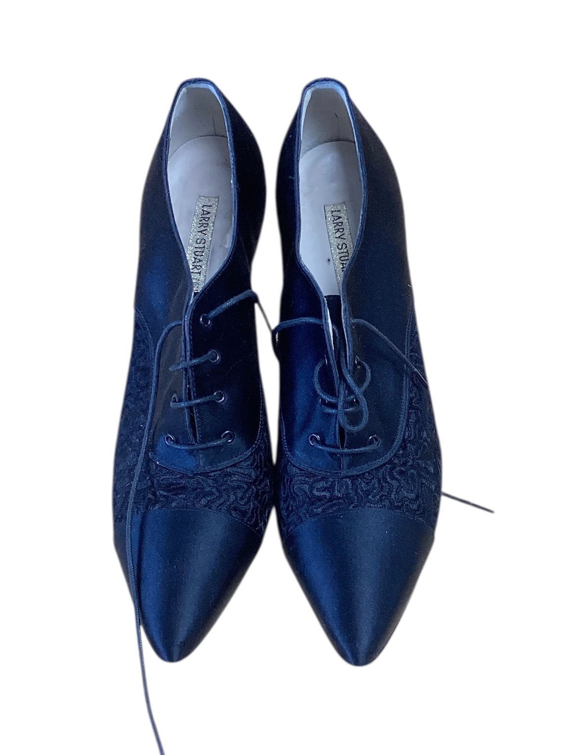 Larry Stuart Black Satin Heels 8.5