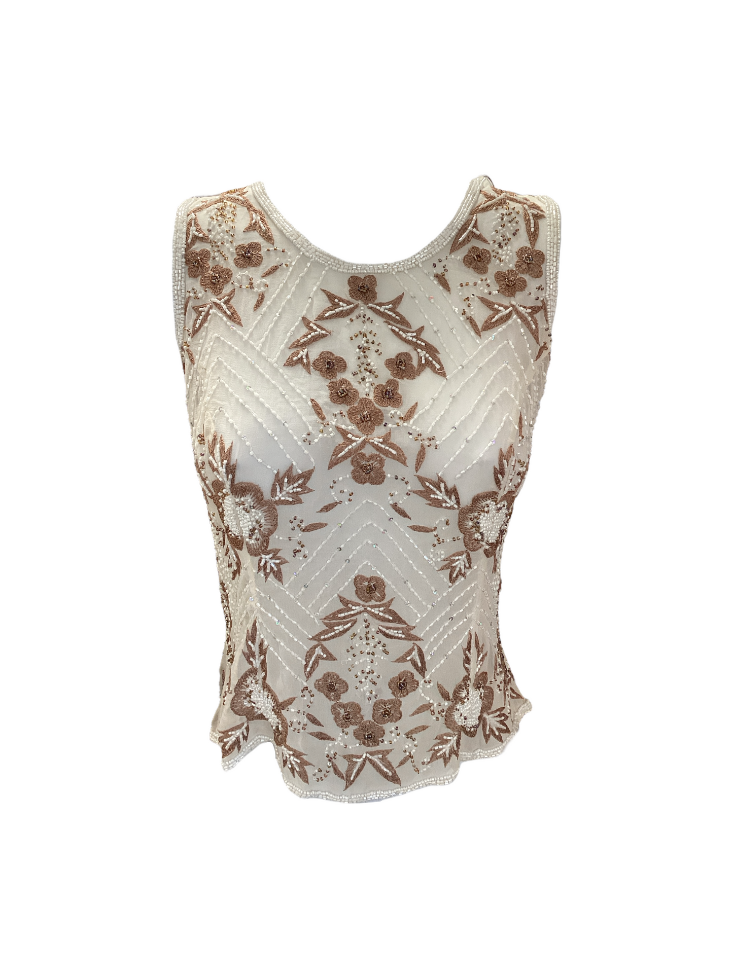 NWT Crave Chic Women's Bead Top Cream Mocha M