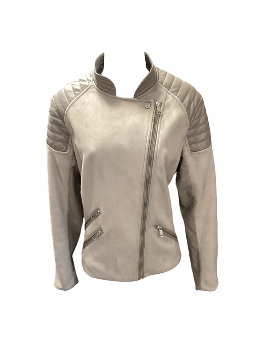 H & M Faux Leather Jacket Taupe 12=L