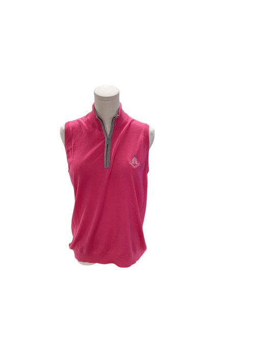 Johnstons of Elgin Women's Wool 1/4 Zip Vest Pink 38/S