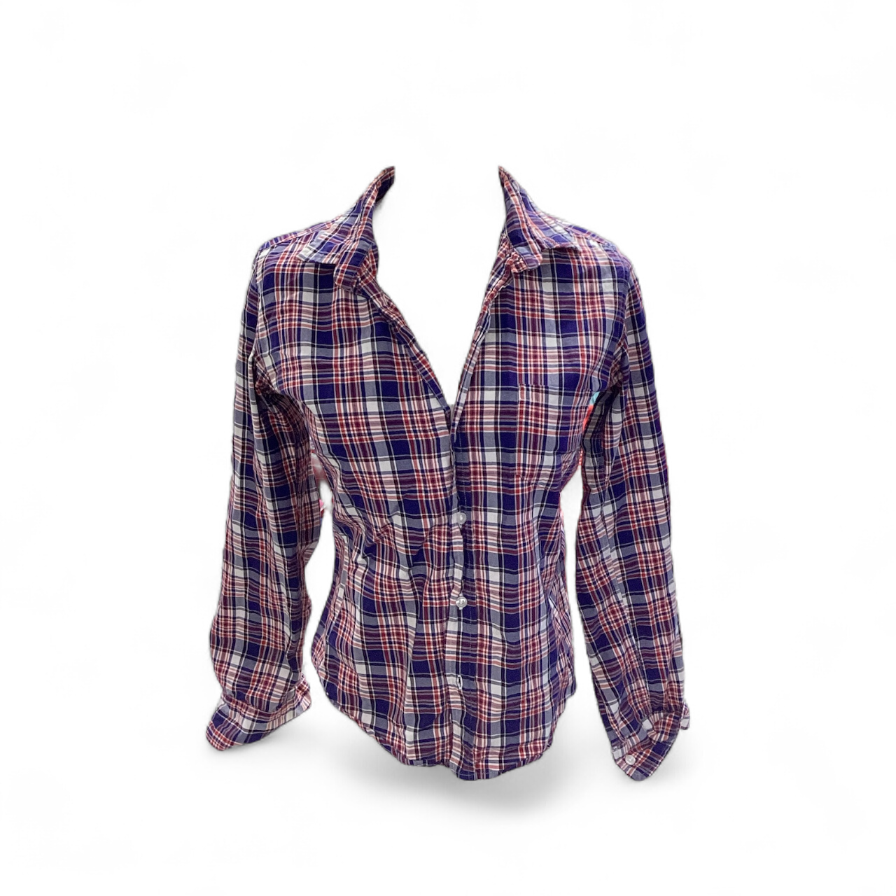 Frank & Eileen Women's Blouse Navy Plaid XS