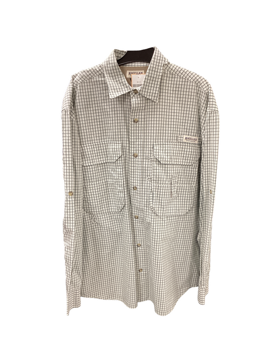 Magellan Men’s Shirt Green Striped L