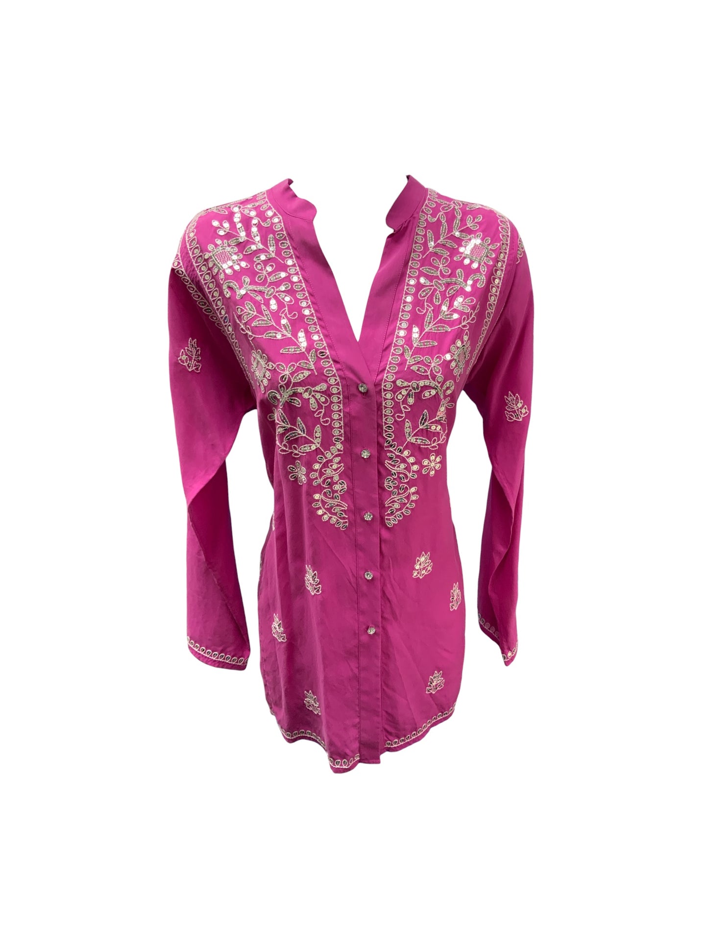 GoSilk Women's Tunic Fucshia Embroidered M