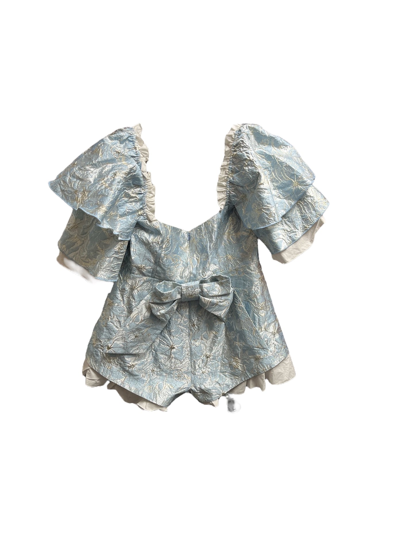 NWT ASOS LUXE Jr Romper Sky Brocade 14=L