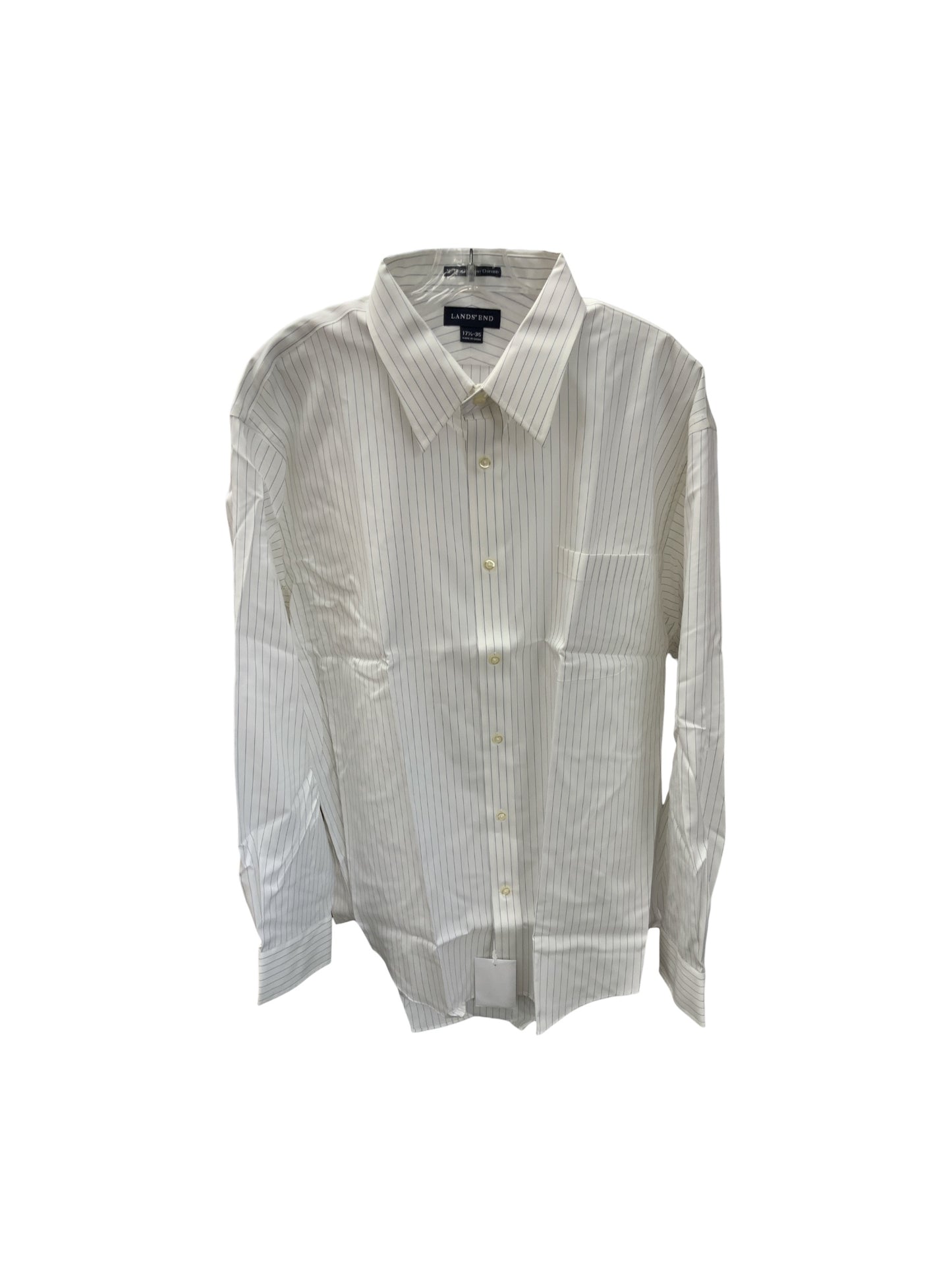 NEW Land's End Men's Shirt White Striped XL