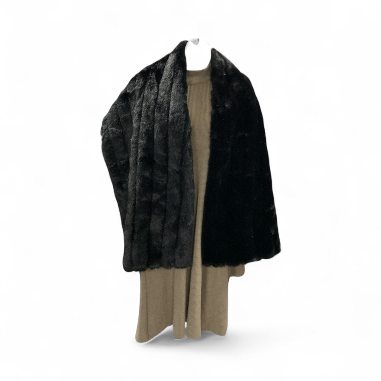 Valerie Stevens Women's Faux Mink Stole Black 20x68