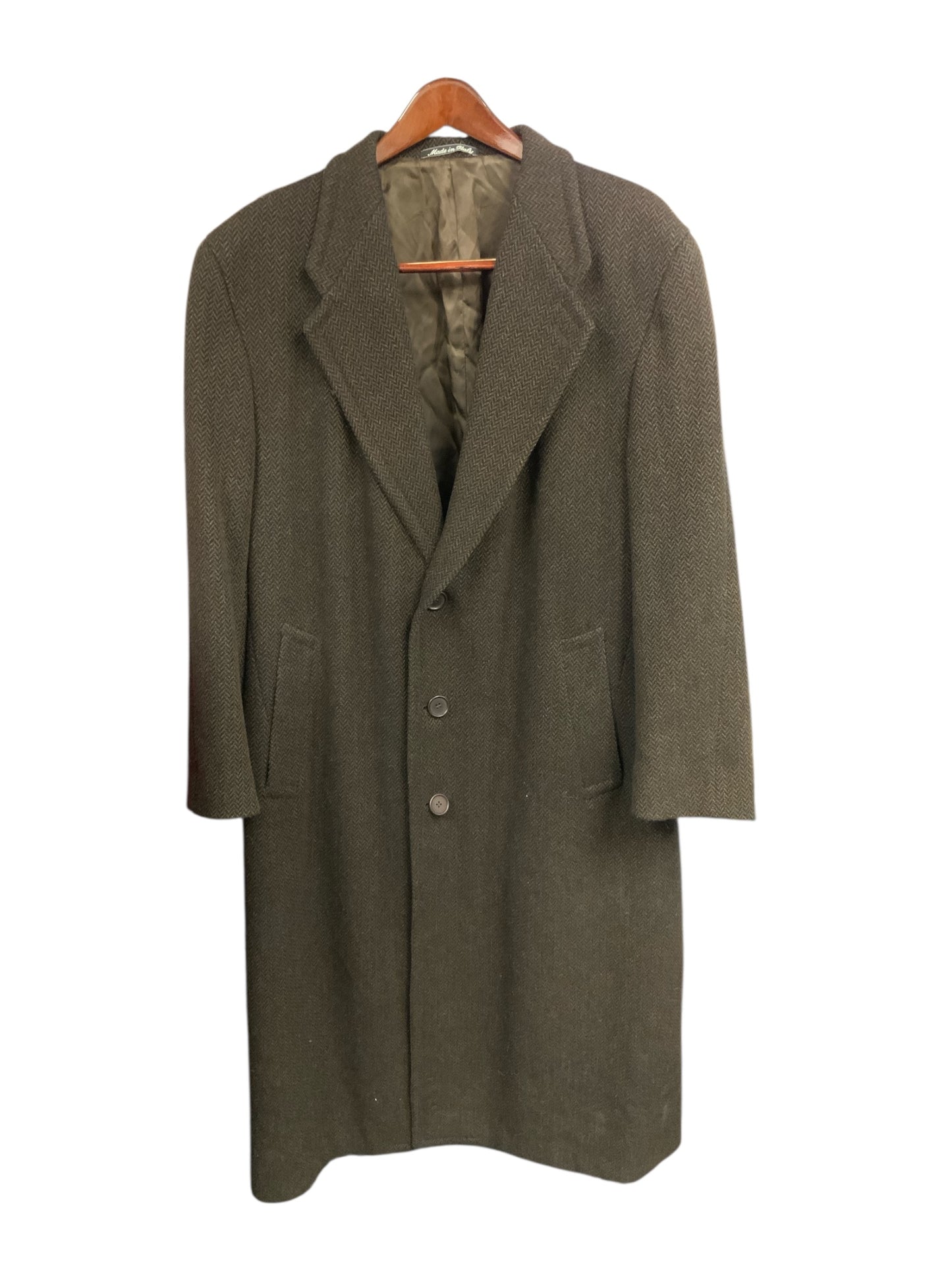 Armani Collezioni Men's Long Coat Brown Herringbone 40R