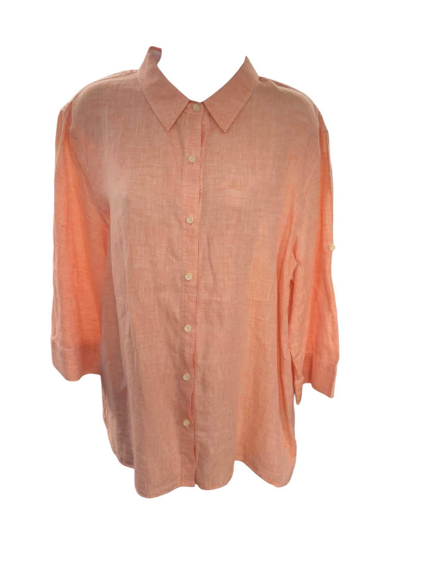 Lafayette 148 Women's Shirt Orange Linen 14/L