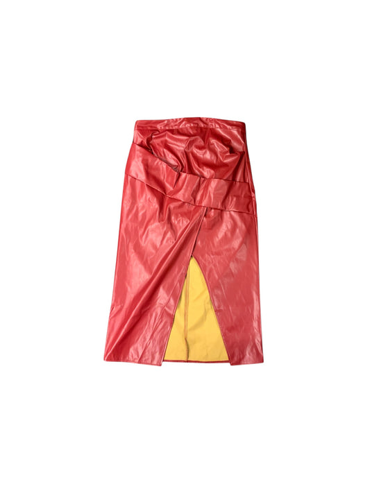NWT Commense Women's Skirt Red Faux Leather XL