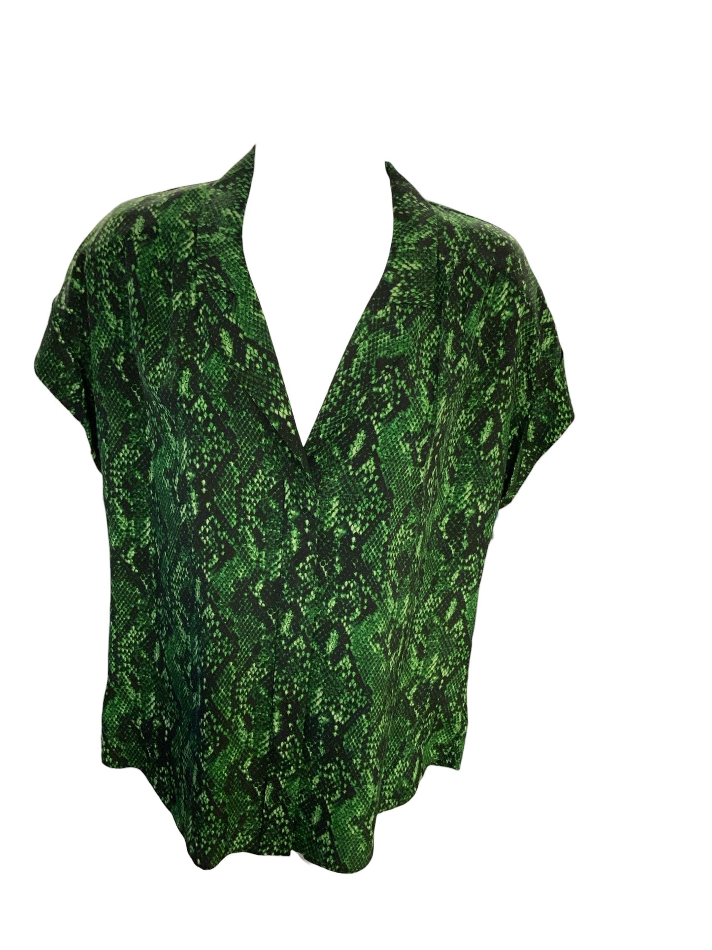 Veronica Beard Women's Blouse Green Silk XL