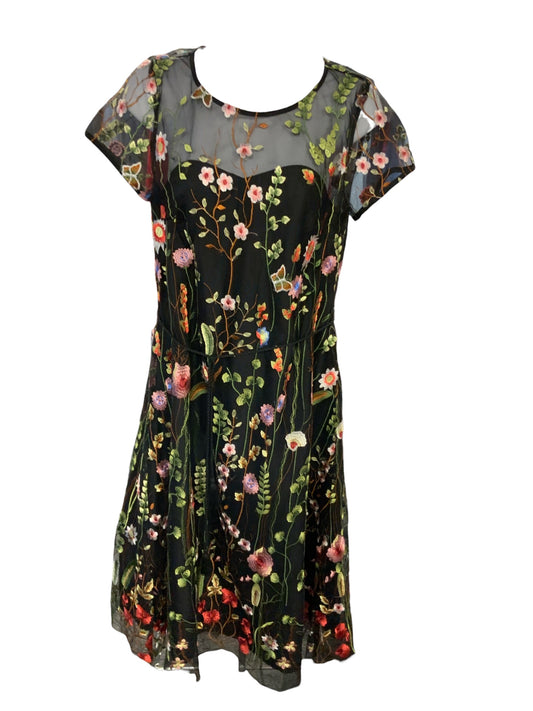 Modcloth Women's Dress Black Embroidered S