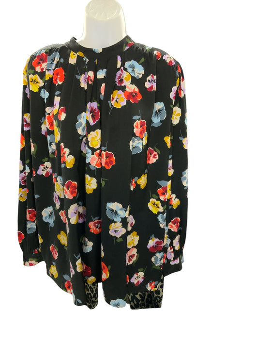 Ann Taylor Women's Shirt Black Floral XL