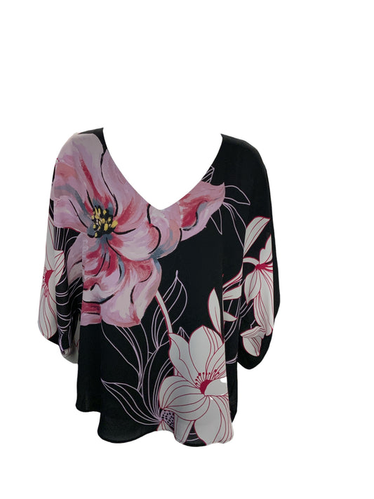 White House Women's Blouse Black Floral S
