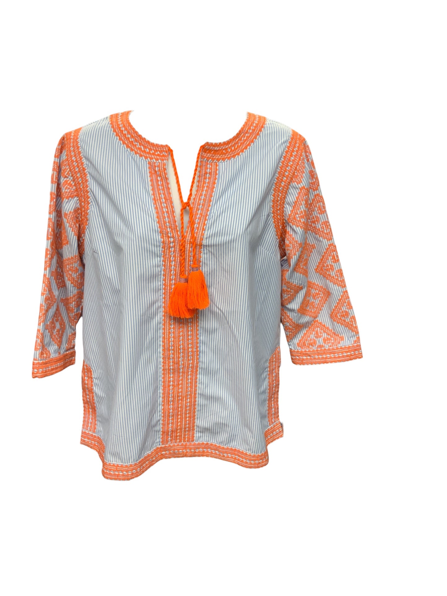 Gretchen Scott Women's Blouse Blue Orange L