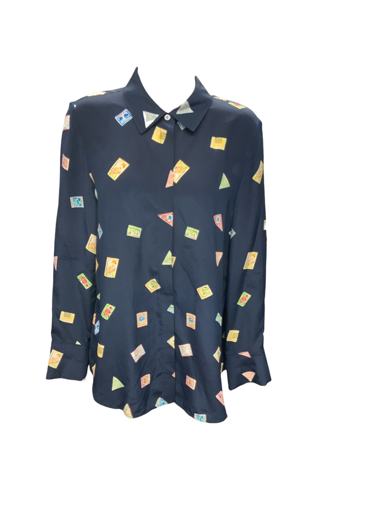 Lafayette 148 Women's Silk Blouse Navy S