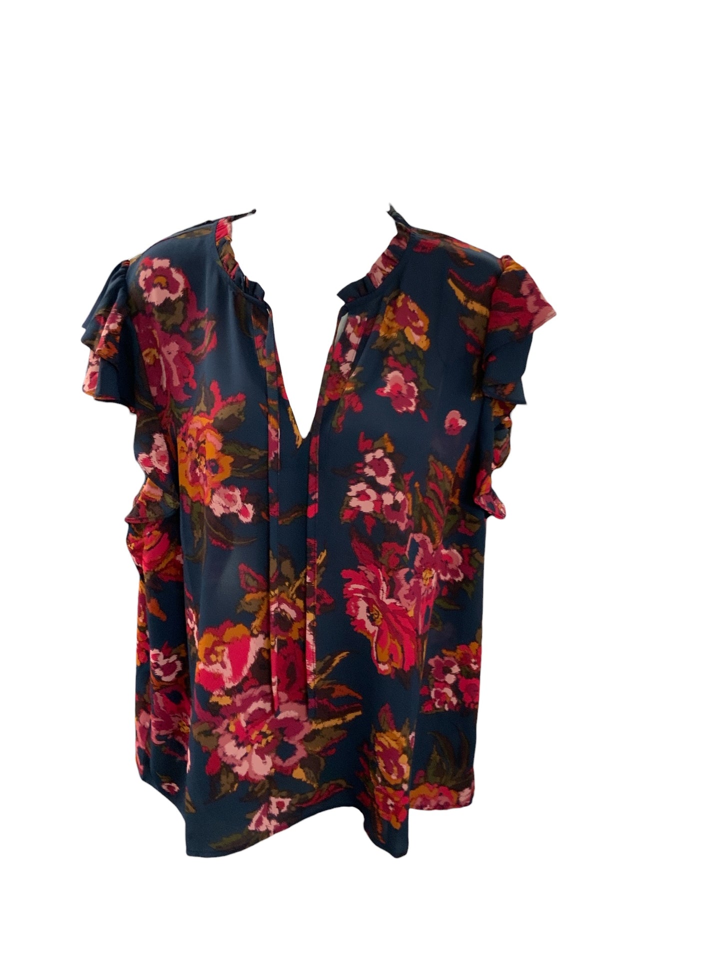 NWT 1 State Women's Blouse Navy Multi XL