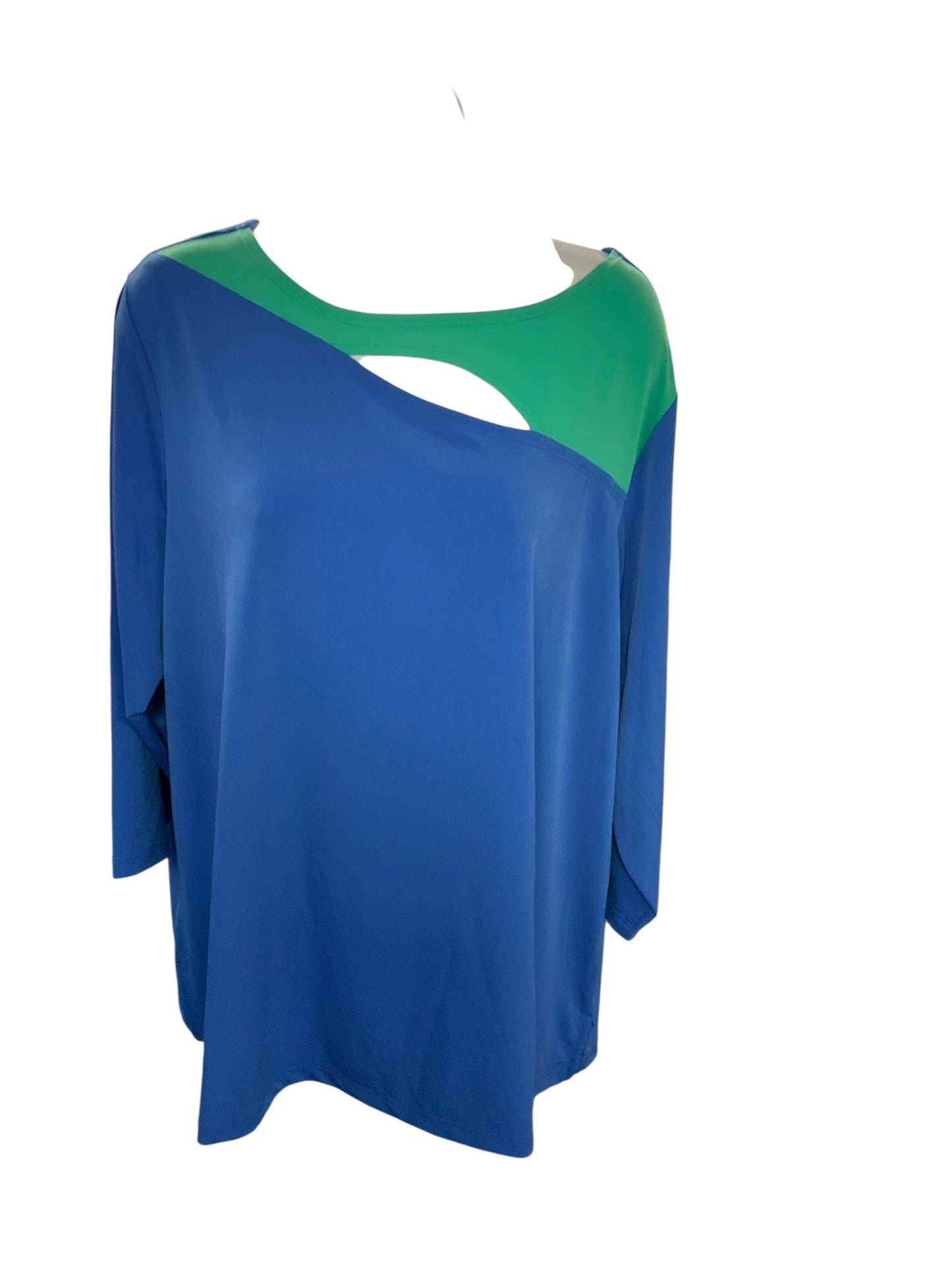 Susan Graver Women's Top Blue Green 2X