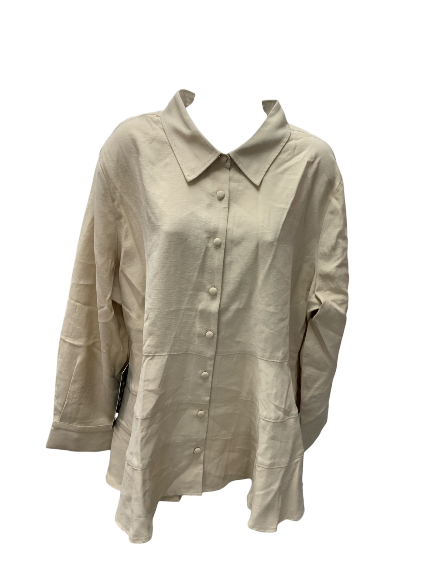 NWT Pomander Place Women's Blouse Khaki Peplum 2X