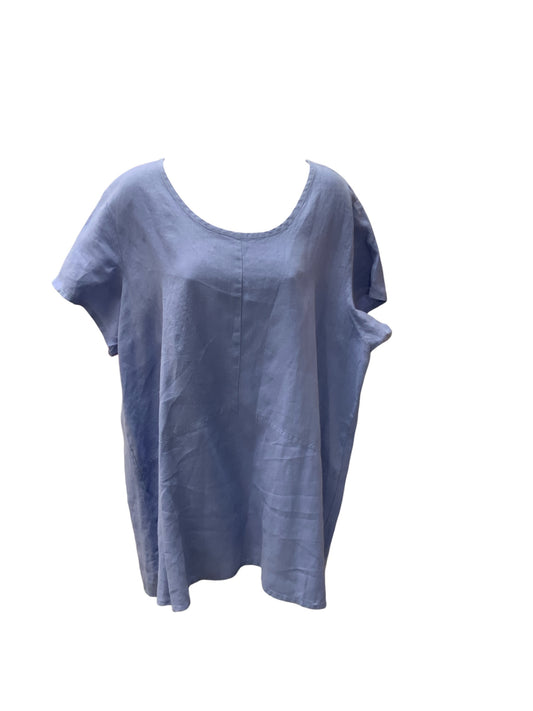 FLAX Women's Linen Blouse Blue L