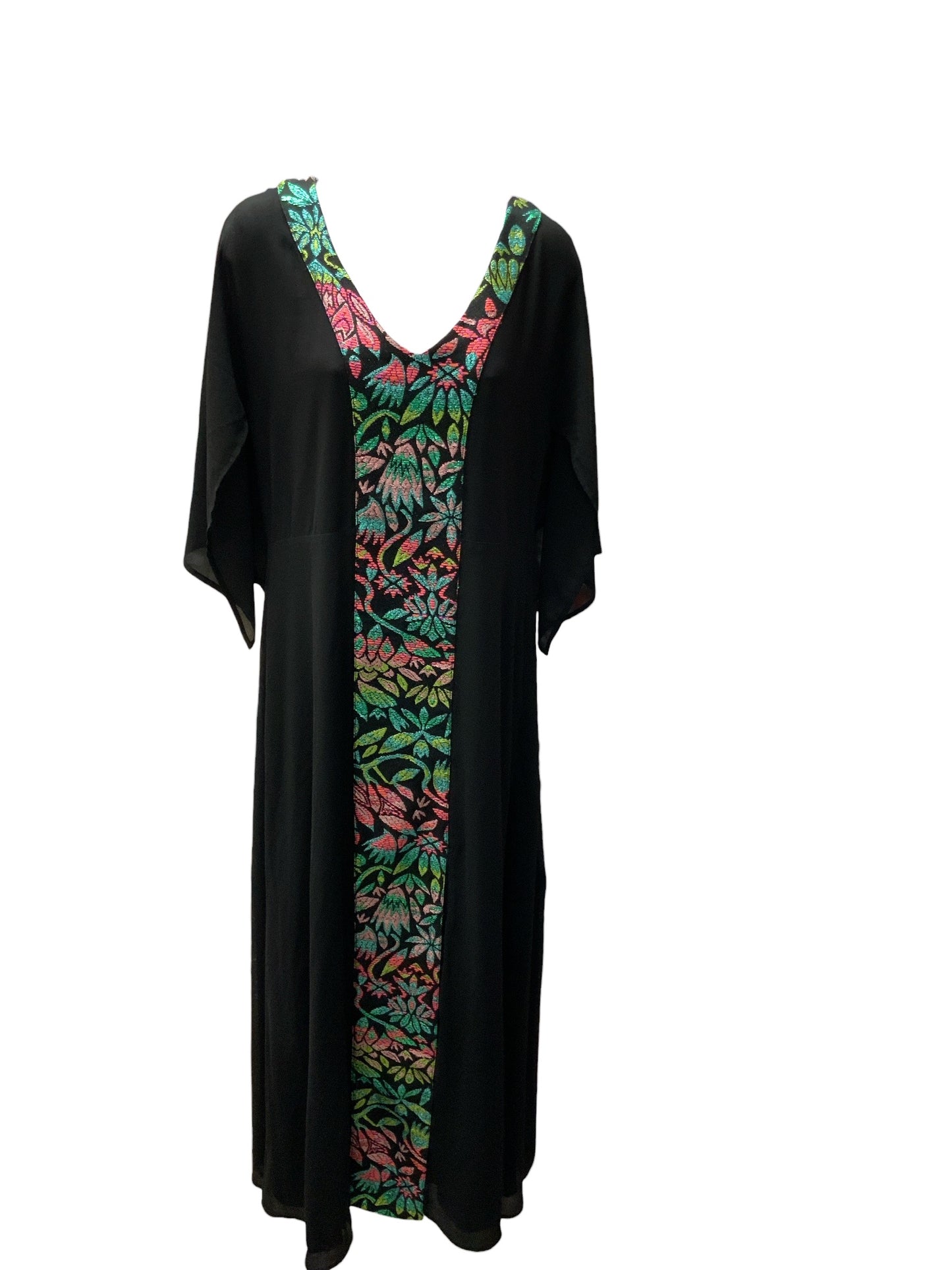 Elaine Turner Women's Caftan Black Tropical XS