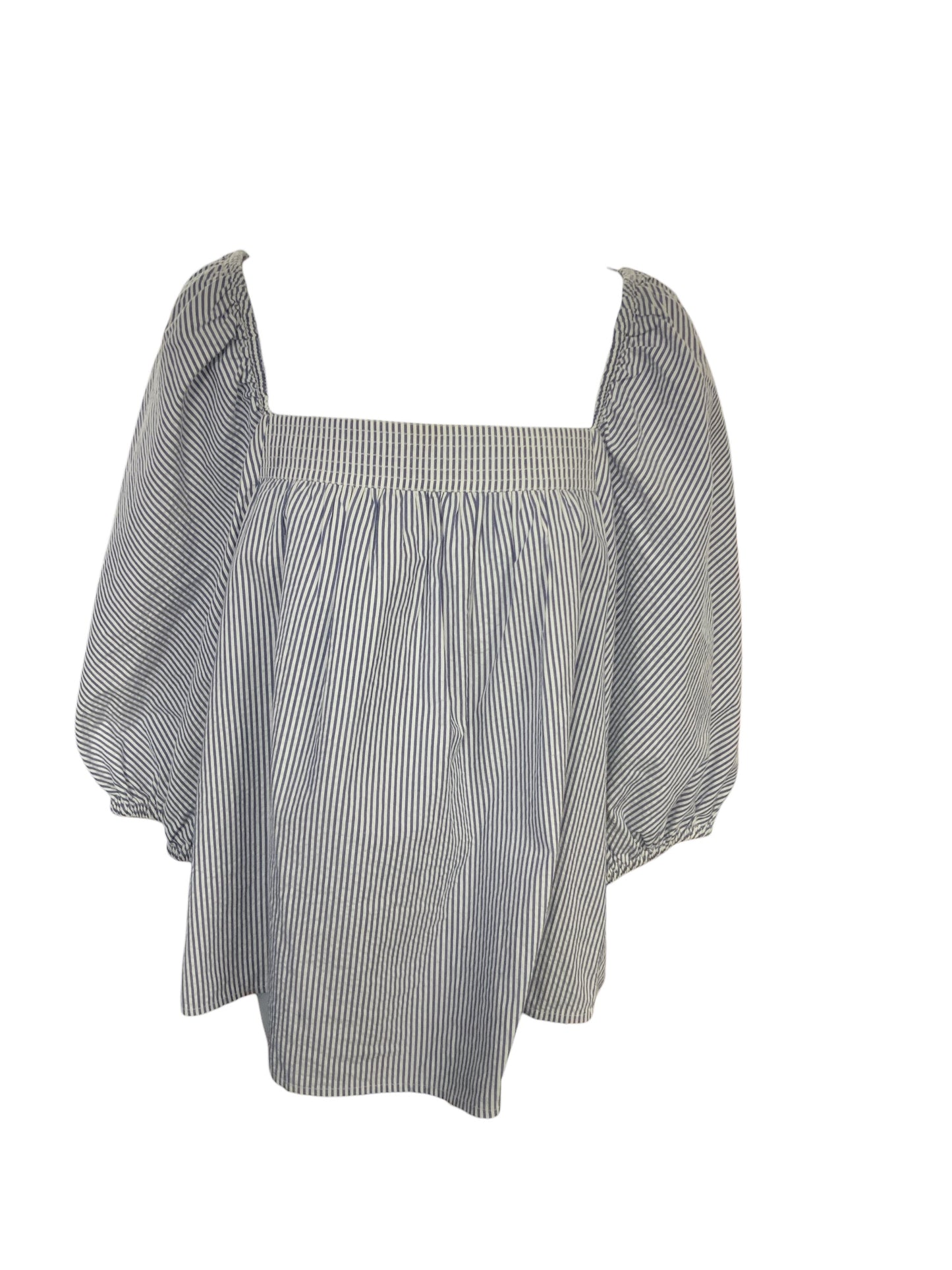 Ann Mashburn Women's Blouse Blue Stripe M