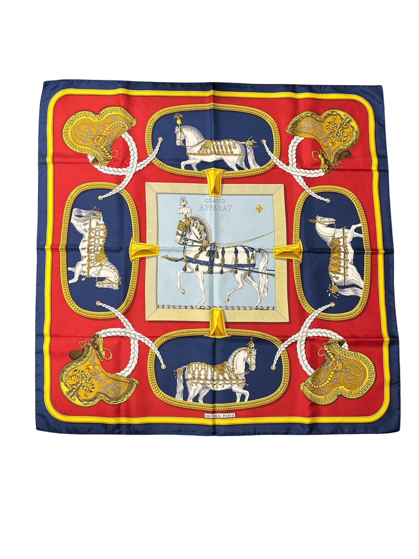NEW Herme's Silk Scarf Navy Red