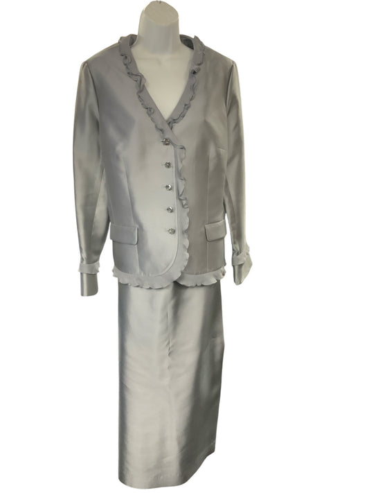 Rickie Freeman Teri Jon Women's 2pc Skirt Gray 14=L