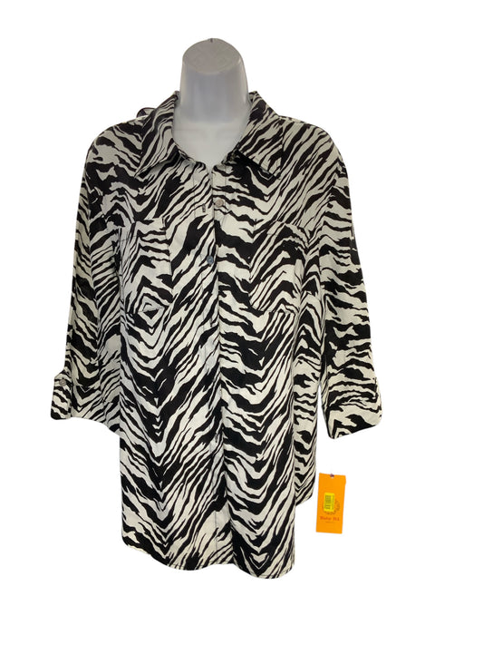 NWT Ruby Rd Women's Linen Blouse Zebra L