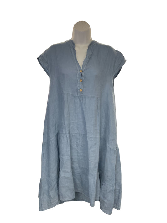 Bella Umbria Women's Linen Dress Blue L