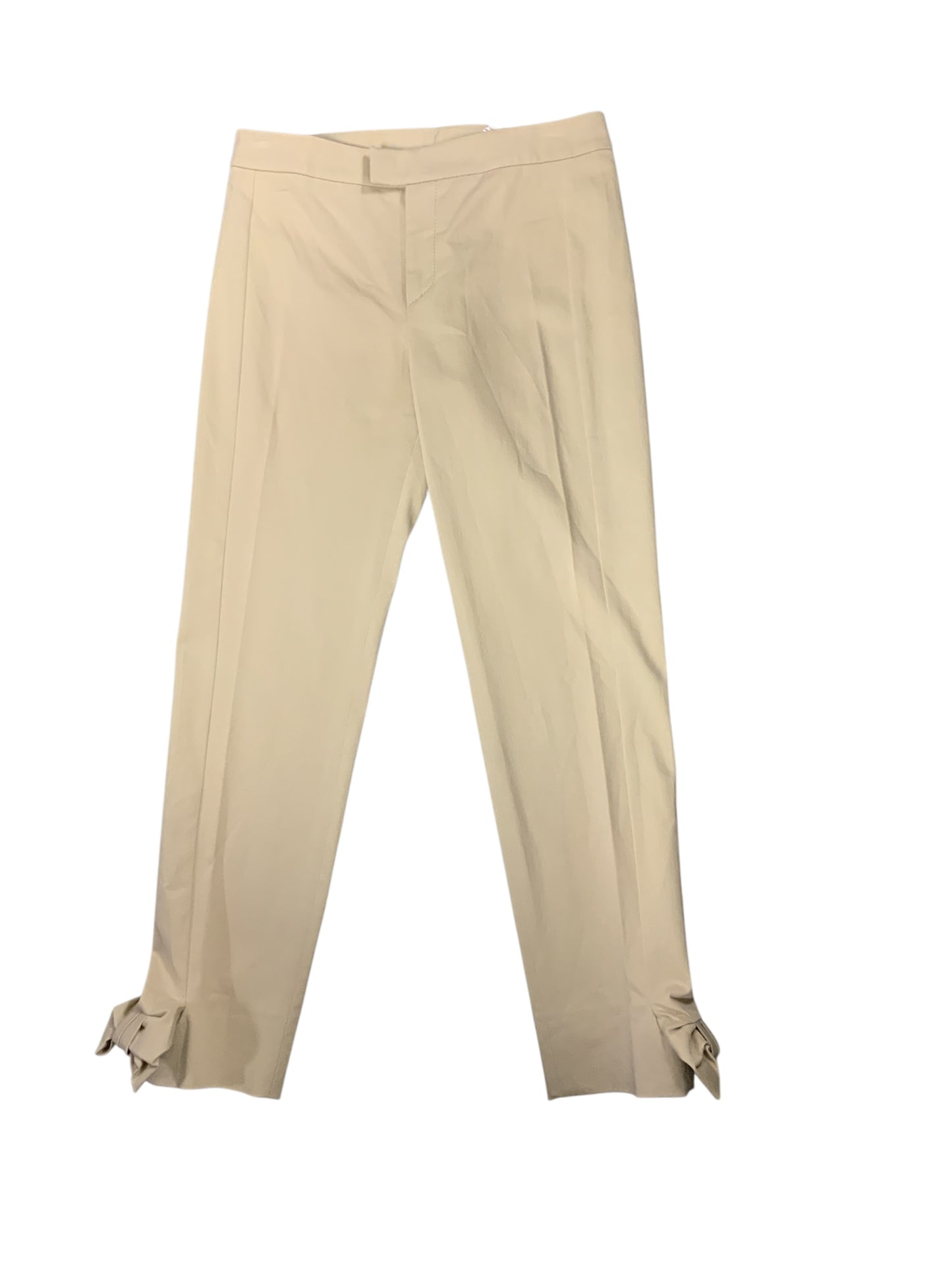 Red Valentino Women's Pant Khaki 40/10=M  Bow Ankle Trim Slim Cotton/Elastane 2%.
