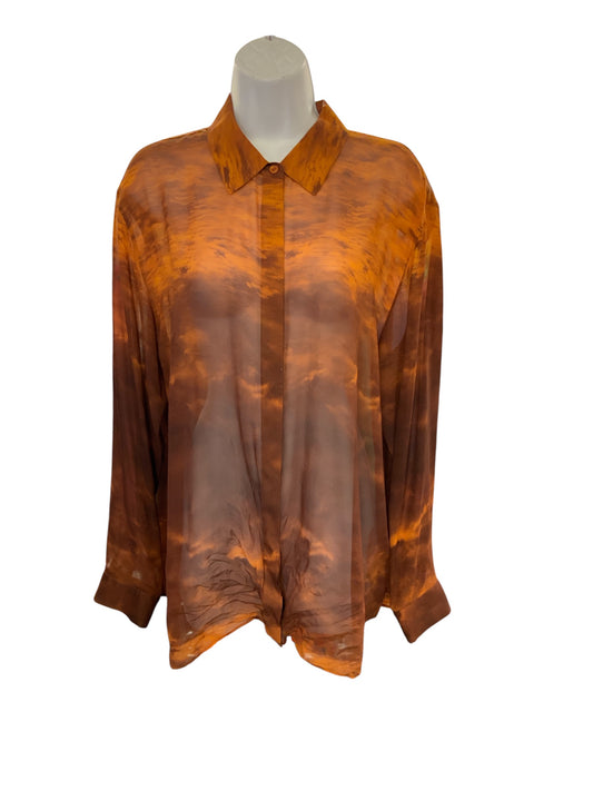 Lafayette 148 Women's Silk Blouse Rust L