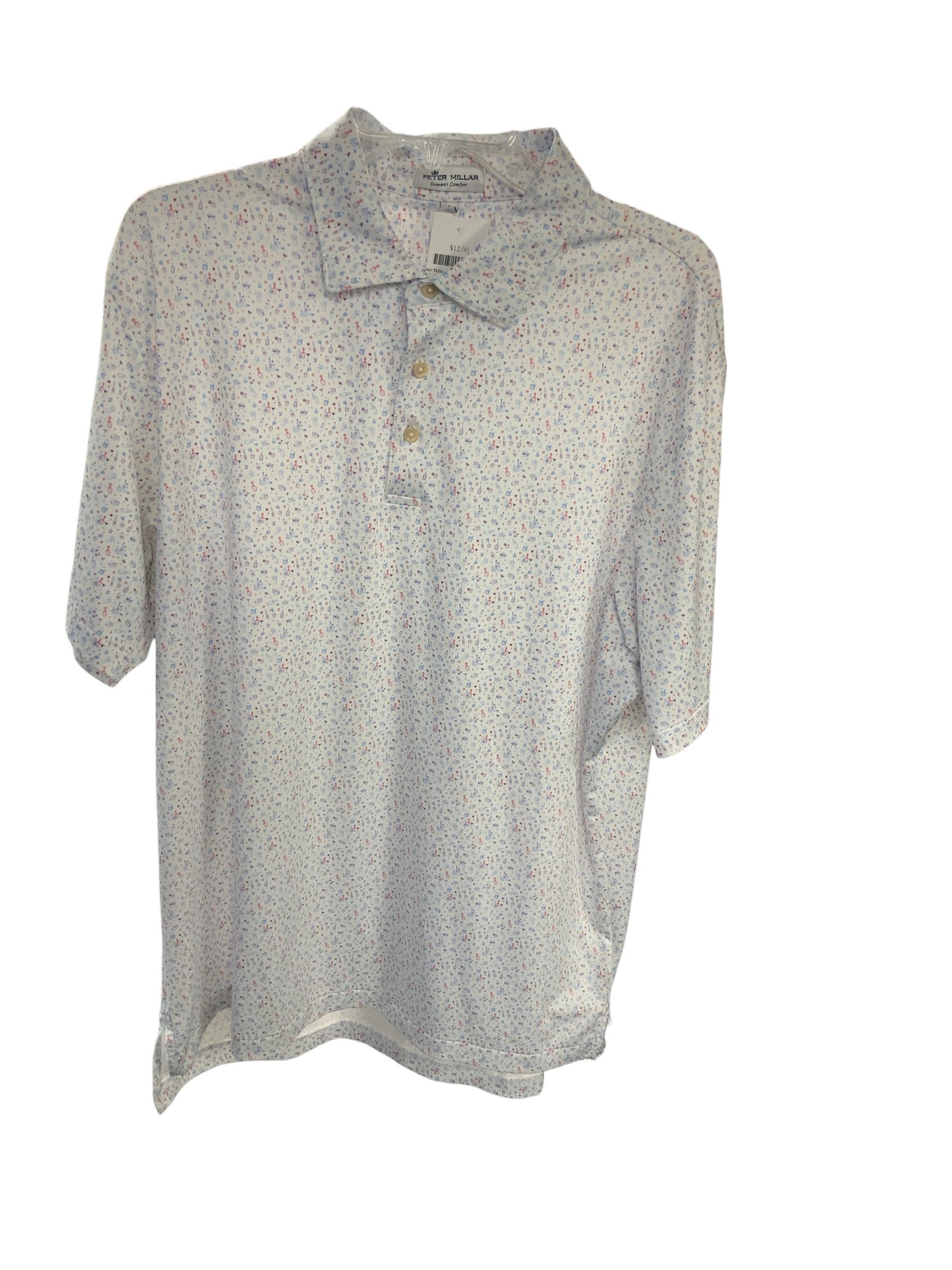 Peter Millar Men's Polo Logo White Multi L
