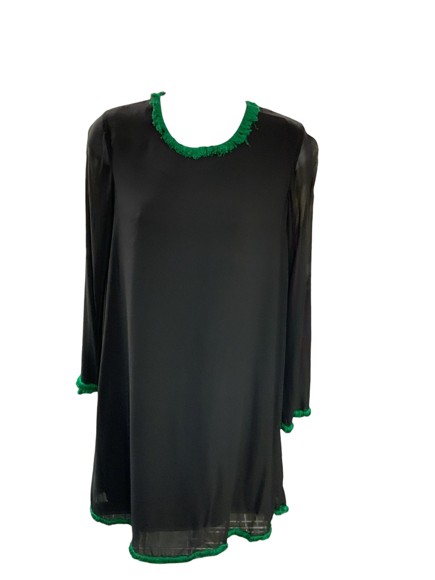 Jupe By Jackie Women's Silk Dress Black Green M