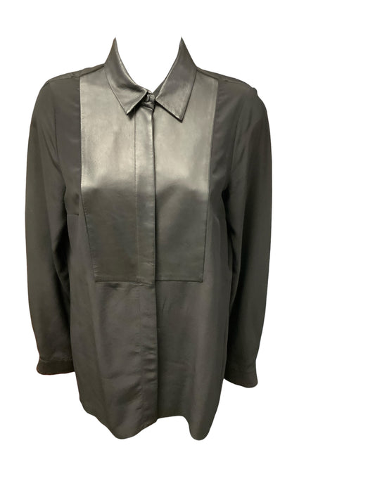 Gucci Women's Silk Leather Blouse Black 40/S