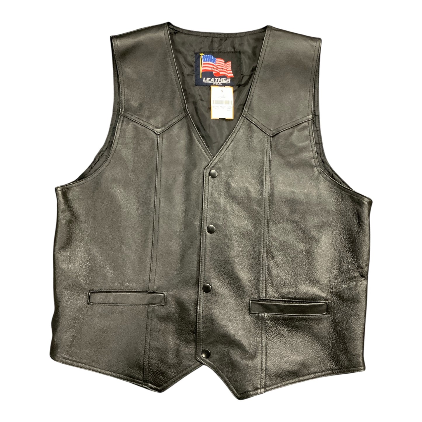 USA Leather Men's Vest Black L
