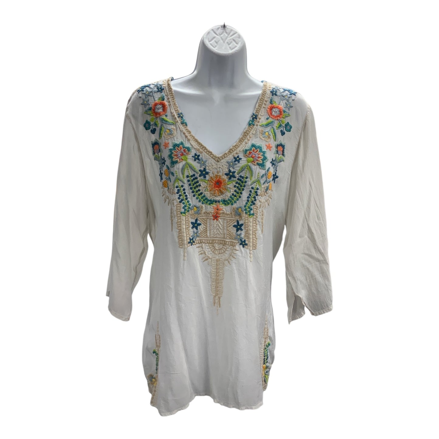 Johnny Was Women's Tunic Gray Teal L