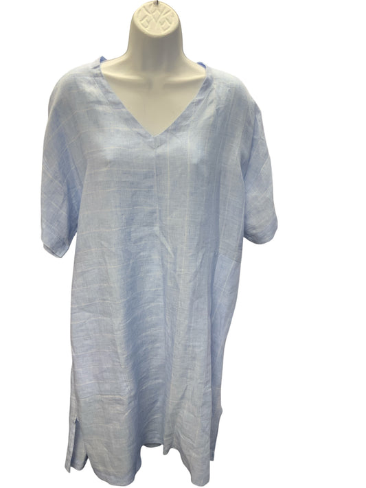 Mena Cinque Italy Women's Linen Dress Blue XL