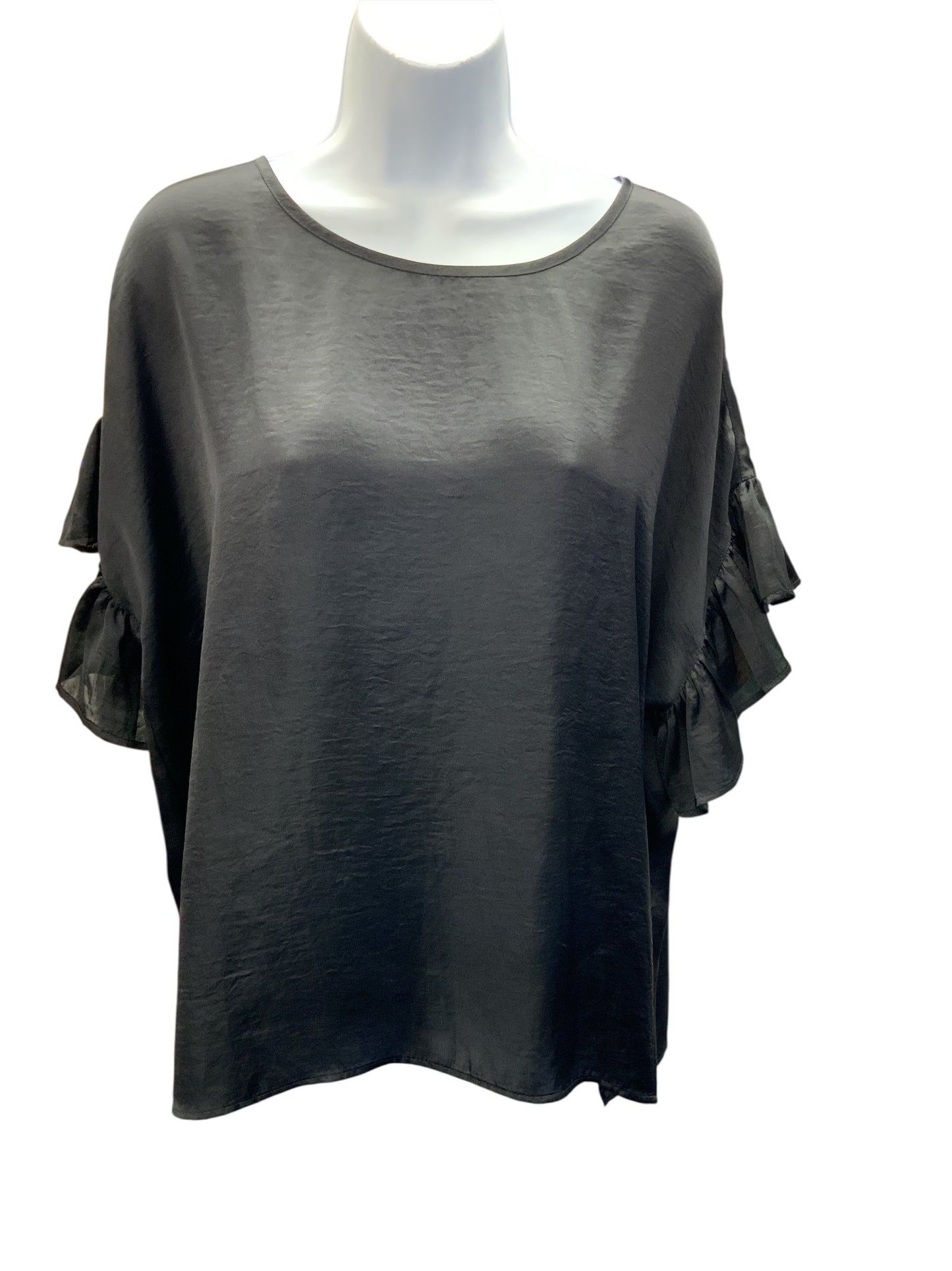 Tutu & Lilli Women's Blouse Black Ruffle L
