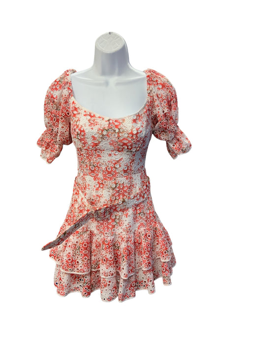 Charo Ruiz Ibiza Women's Dress Red XS  Eyelet. Fit Flare Tier.